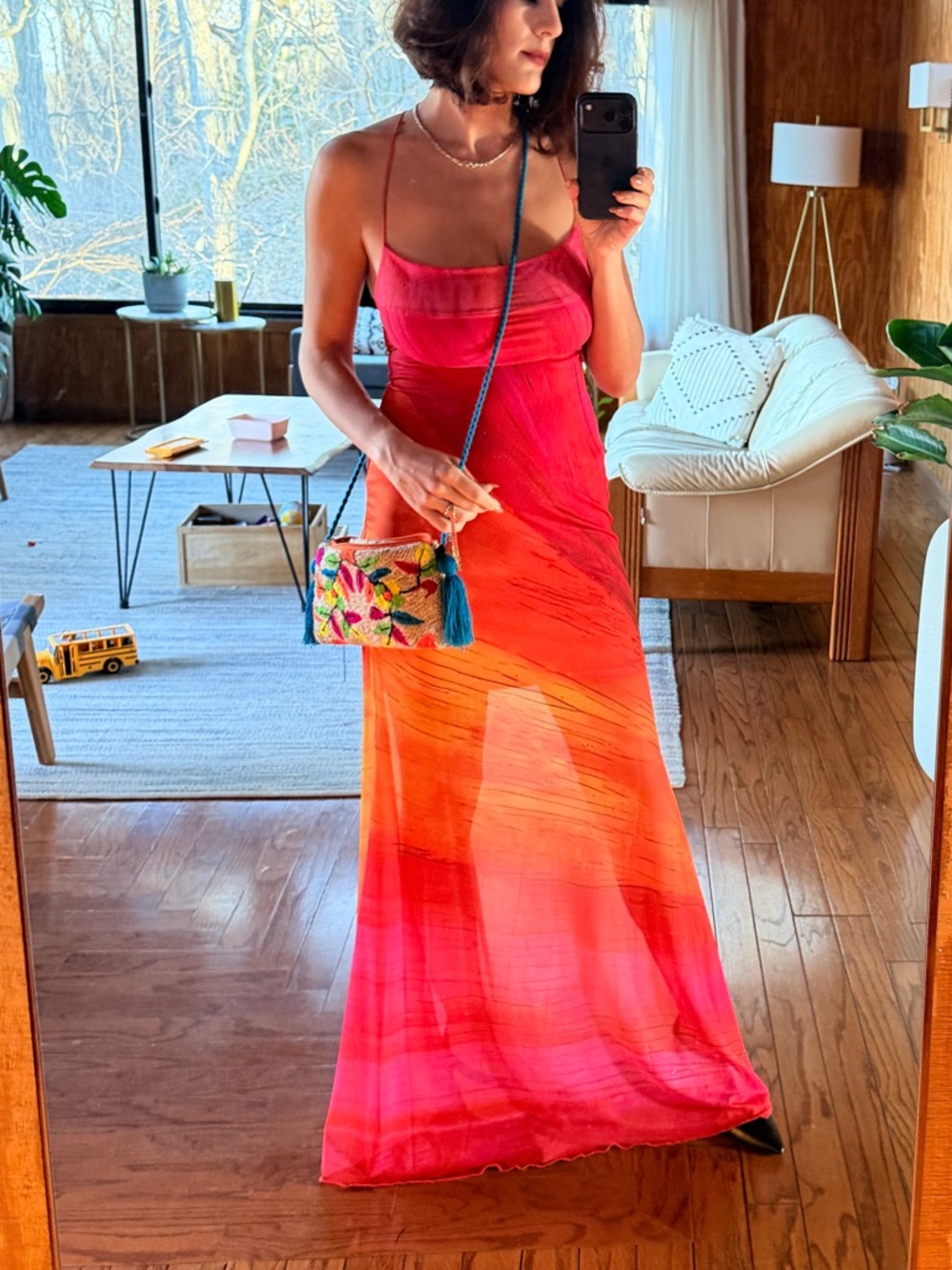 Sunset Gradient Maxi Dress - Pink & Orange